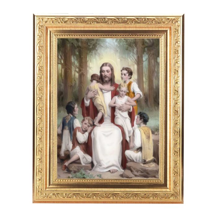 8 1/4" x 10 1/4" Gold Ornate Frame with a 6" x 8" Chambers: Jesus with ...