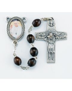 Pope Francis 8MM Brown Wood Rosary  Sold in inc of 3