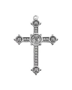 2" Antiqued Silver Oxidized Papal Blessing Ornate Cross