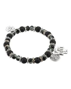 Black Blessed Beads Rosary Bracelet with Pieta Medal 
