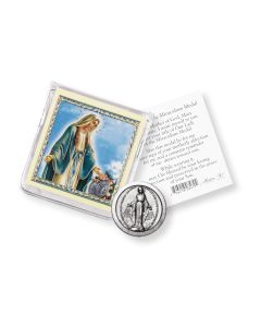 Miraculous Medal Pocket Coin with a Holy Card in a Clear Pouch-P65