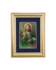 5 1/4" x 6 3/4" Gold Leaf Frame-Navy Blue Matte with a 2 1/2" x 3 3/4" Saint Jude Bust Print
