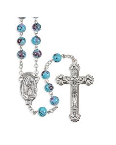 Aqua Mosaic Glass Bead Rosary