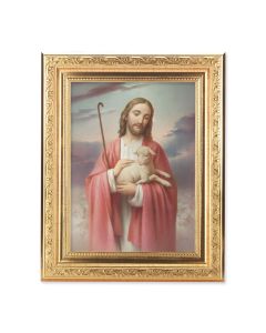 8 1/4" x 10 1/4" Gold Ornate Frame with a 6" x 8" Good Shepard Print