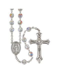 7mm Crystal Bead Aurora Borealis Rosary 21"