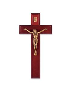 9" Dark Cherry Cross with Museum Gold Finish Corpus