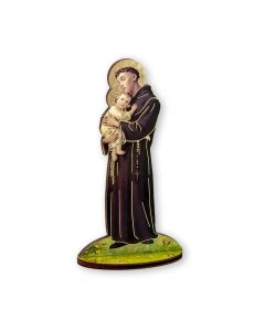 6" Saint Anthony of Padua Laser Cut Wood Statue with Biography