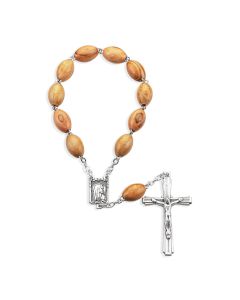 One Decade Olive Wood Bead Rosary