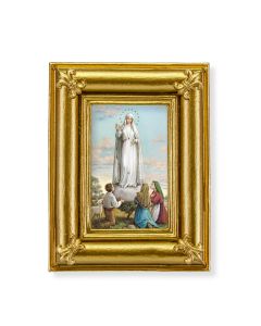 Gold Frame with Fleur de lis Corners and an Our Lady of Fatima Print
