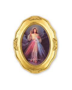 3 1/2" x 4 1/2" Gold Leaf Framed with a Divine Mercy Print-P65