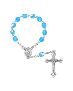 5mm One Decade Sapphire Aurora Borealis Glass Bead Rosary