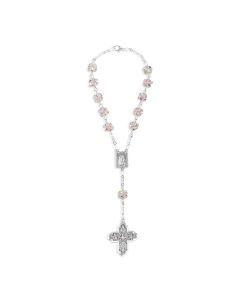 6mm Rhinestone Crystal Bead Auto Rosary with 4  Way Medal