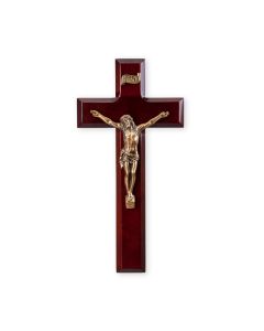 9" Cherry Crucifix with Museum Gold Tone Corpus