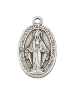 15/16" Miraculous Medal in Antiqued Silver Finish