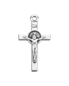 3/4" Antiqued Silver Oxidized St. Benedict Crucifix