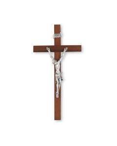 8" Walnut Cross with an Italian Silver Finish Corpus