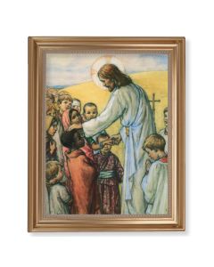 13 1/2" x 16 9/16" Gold Leaf Antique Finished Frame with 11" x 14" Lord of all Nations Textured Art