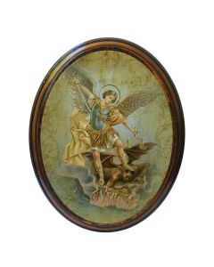 Saint Michael Oval Wood Plaque