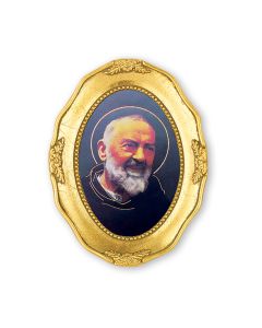3 1/2" x 4 1/2" Gold Leaf Framed with a Padre Pio Print-P65