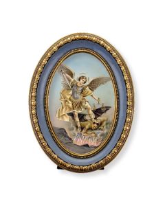 5 1/2" x 7 1/2" Oval Gold-Leaf Frame with a Saint Michael Print-P65