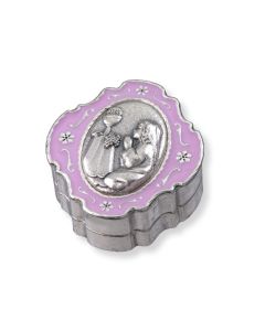 2" Communion Pink Epoxied Metal Keepsake Box with Girl- Box Only 
