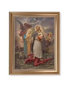 13 1/2" x 16 9/16" Gold Leaf Antique Finished Frame with 11" x 14"  St. Joseph Terror of Demons Textured Art