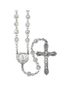 Crystal Aurora Borealis Bead Rosary, Boxed