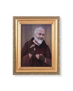 5.5" x 7" Antique Gold Frame with a Saint Pio Print