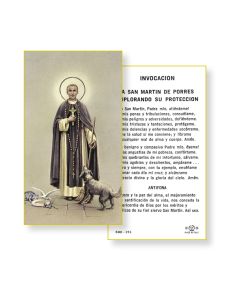 Saint Martin De Porres Holy Card in Spanish