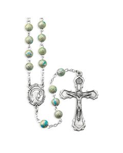 6mm Silver Lava Bead Rosary
