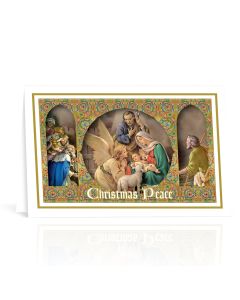 Nativity Scene Framed Images with One Angel Christmas Greeting Cards