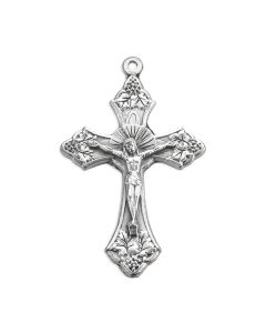 1 1/8" Silver Oxidized Grapes and Vines Crucifix
