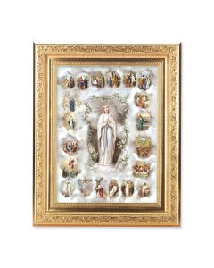 8 1/4" x 10 1/4" Gold Ornate Frame with a 6" x 8" Mysteries of the Rosary Print