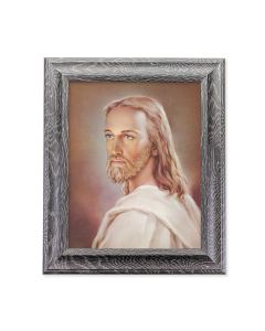 10 1/2" x 12 1/2" Grey Oak Finish Frame with an 8" x 10" Head of Christ Print