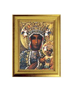 6 3/4" X 8 3/4" Gold Leaf Finish Frame with 5" X 7" Our Lady of Czestochowa Textured Art