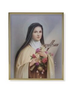 8" x 10" Gold Plaque Frame with a Saint Therese Print