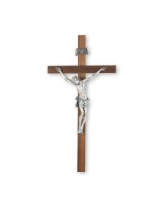 13" Walnut Cross with an Italian Silver Finish Corpus