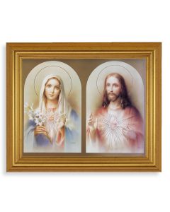 10" x 12" Gold Leaf Finish Beveled Frame with 8" x 10" The Sacred Hearts Textured Art