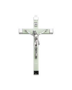 5 1/2" Luminous Nickel Bound Crucifix with Antiqued Silver Corpus