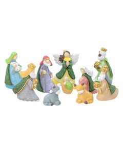 10 Pc Frosted Pastel Nativity Set