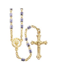 Black Bead Gold Finish Communion Rosary