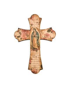 Our Lady of Guadalupe 10" Laser Cut Wood Vintage Cross