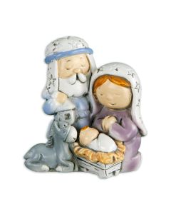 1 1/2" x 1 3/8" Holy Family with Infant Jesus and Donkey Statuette