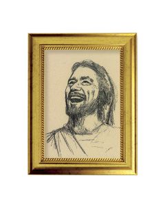 6 3/4" X 8 3/4" Gold Leaf Finish Frame with 5" X 7" Segura: Laughing Jesus Textured Art