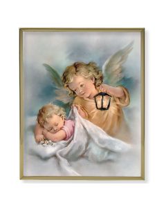 8" x 10" Gold Plaque Frame with a Guardian Angel with a Lantern Print