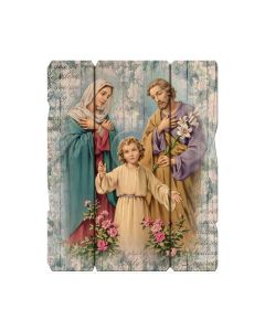 7 1/2" x 9" Holy Family Vintage Wood Plaque