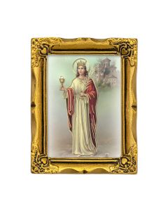 3" x 2" Antique Gold Frame with Saint Barbara Print-P65