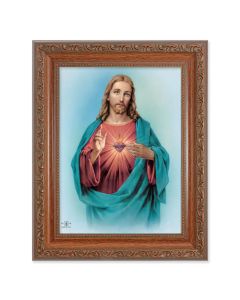 8.25" x 10.25" Ornate Wood Frame with a 6" x 8" Sacred Heart Jesus Print