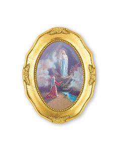 3 1/2" x 4 1/2" Gold Leaf Framed with an Our Lady of Lourdes Print-P65
