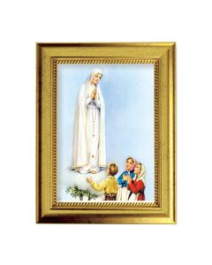 6 3/4" X 8 3/4" Gold Leaf Finish Frame with 5" X 7" Our Lady of Fatima Textured Art